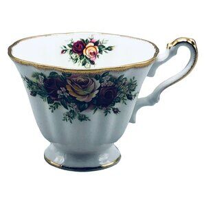 Rosina tea cup 1010 bone China made in England white floral pink gold trim READ